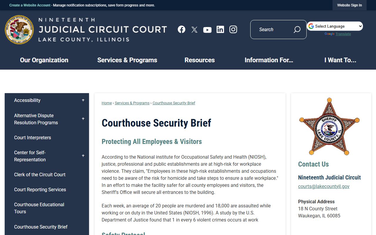 Lake County Courthouse security screening and prohibited items