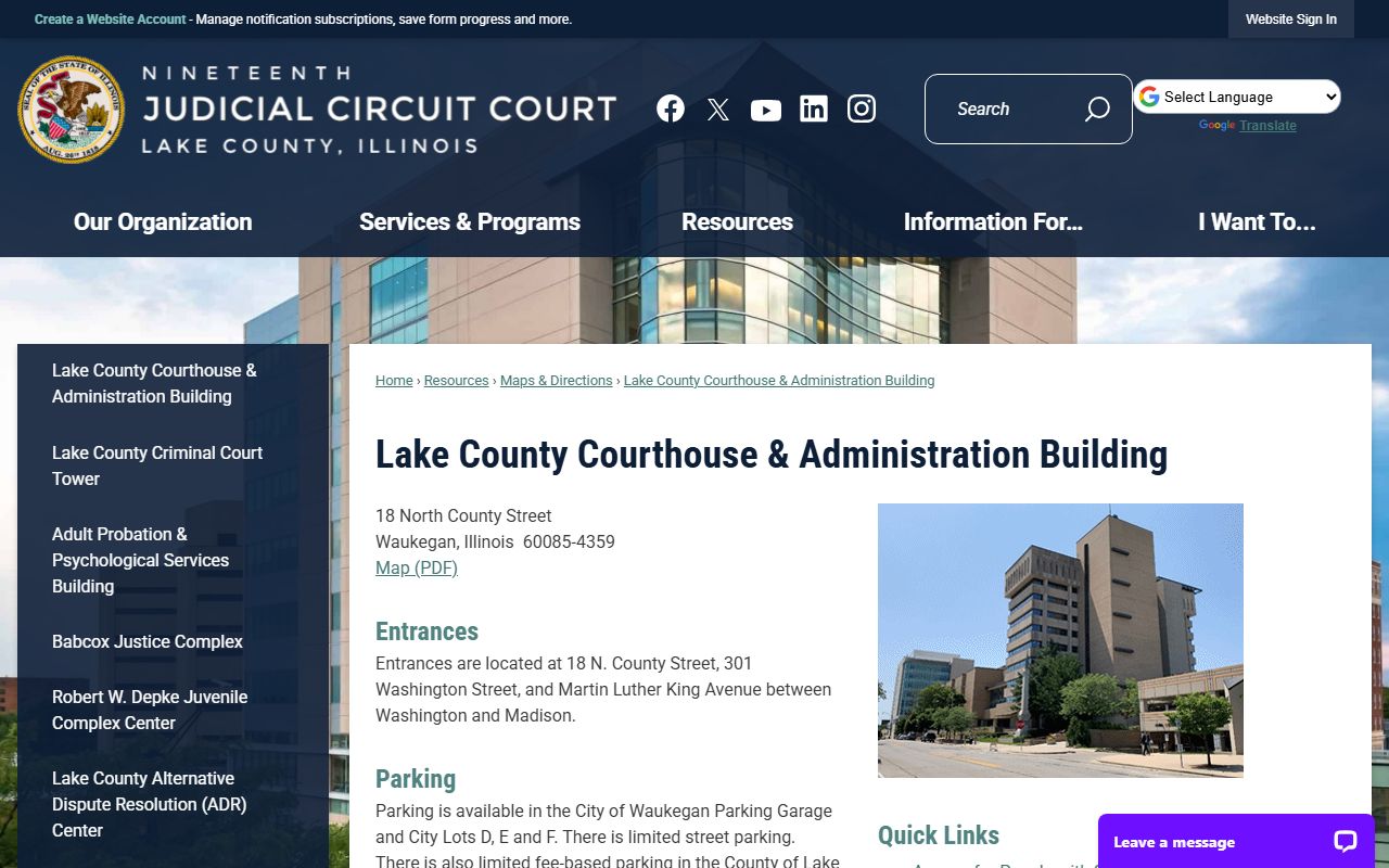 Lake County Courthouse and Administration Building floor directory