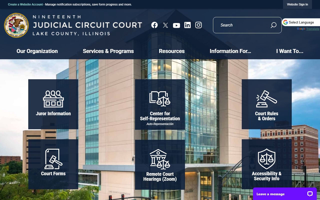 Lake County 19th Judicial Circuit Court records homepage