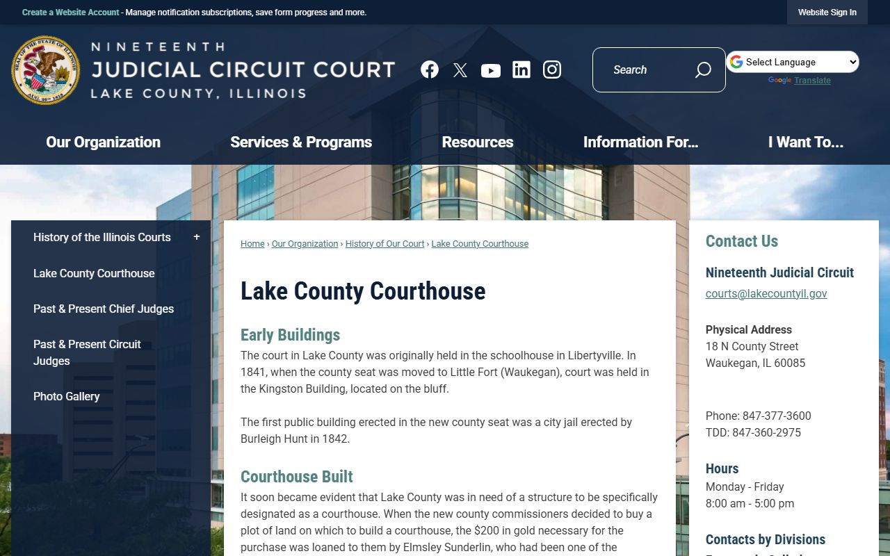 Lake County Courthouse history and contact details