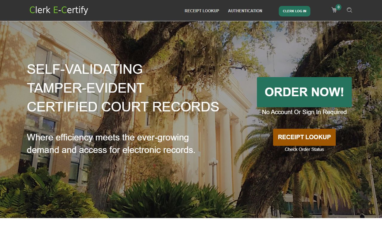 Lake County Clerk E-Certify portal home for court dockets