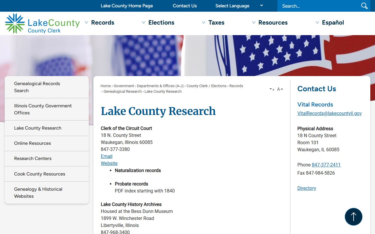 Lake County research resources page used for court dockets