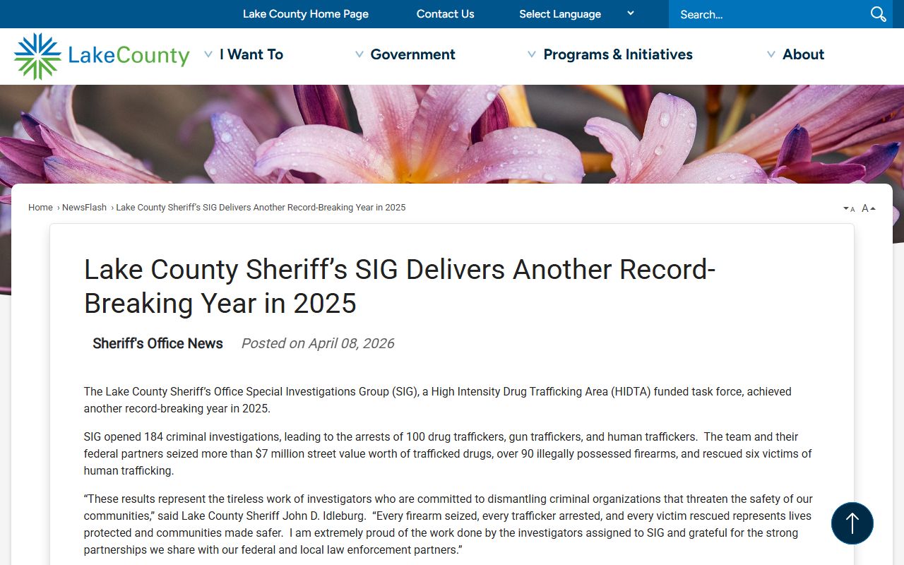 Lake County Sheriff news posts that affect court dockets