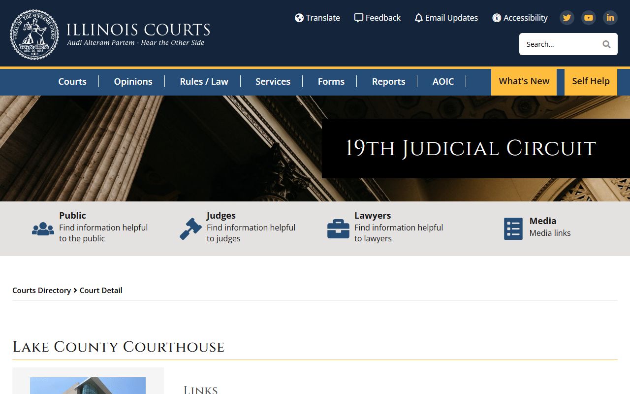 Illinois Courts directory Lake County Courthouse