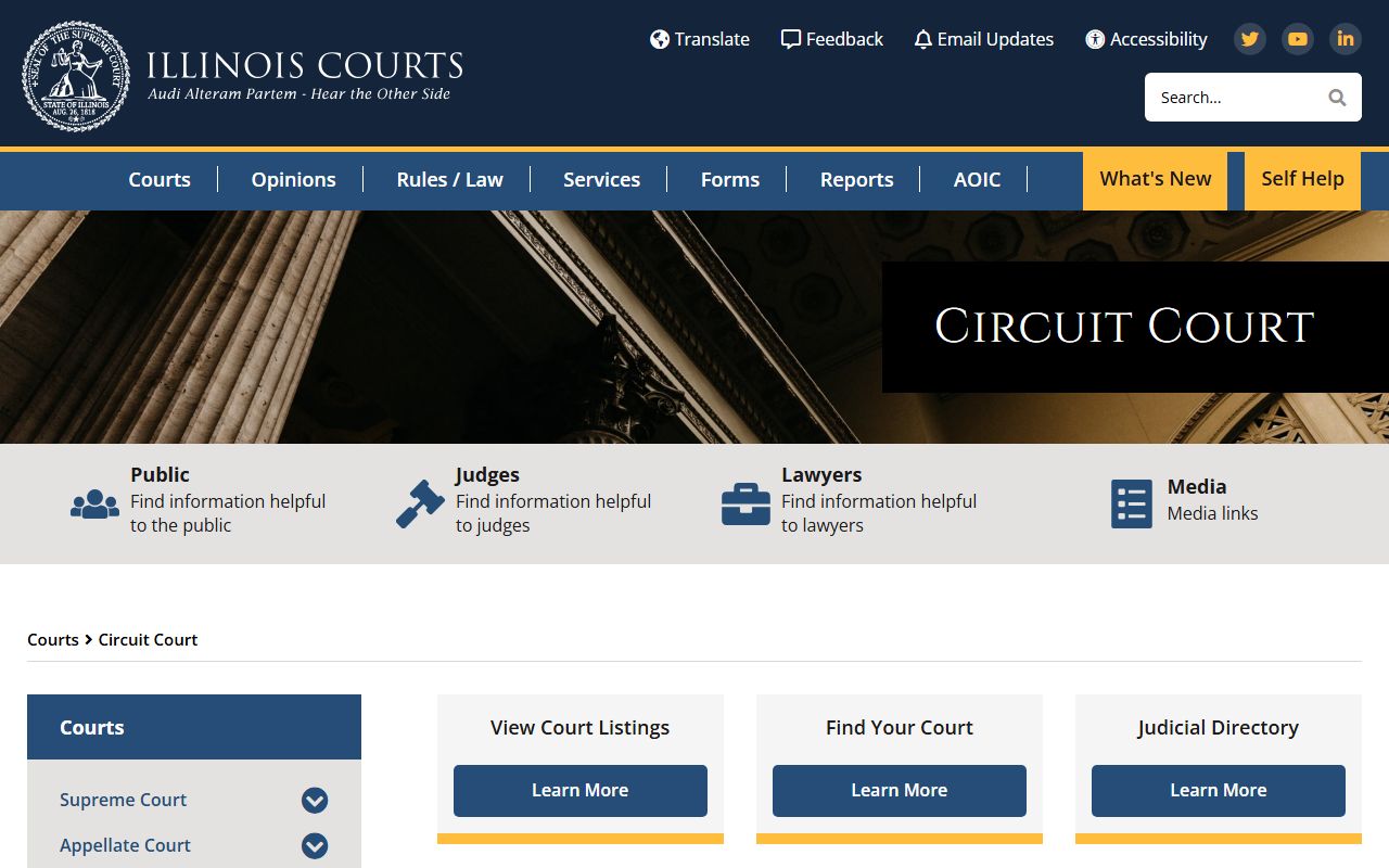 Illinois Courts Circuit Court page
