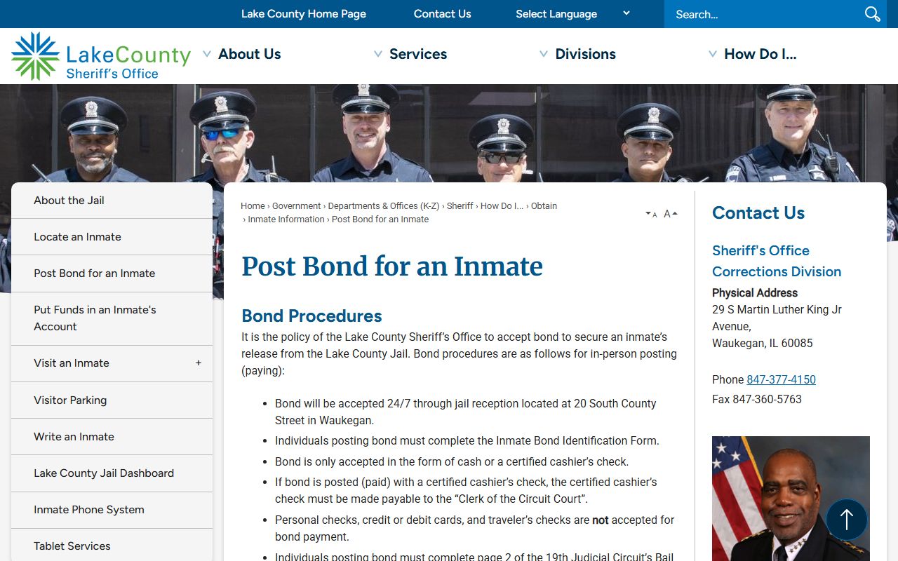 Lake County jail bond posting requirements