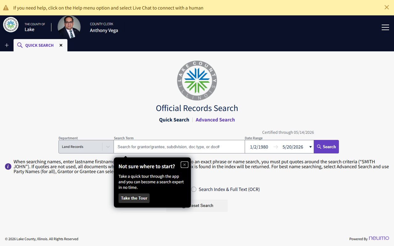 Lake County official records search portal